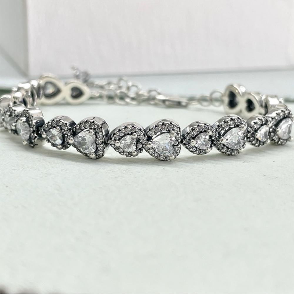 Pandora Silver Bracelet with halo heart design